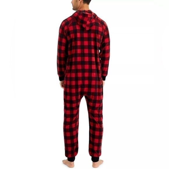 Family Pajamas Mens Matching 1-Piece Red Check Printed Pajamas Holiday M… - Picture 2 of 10